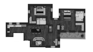 Apartment floor plan, 2 bedrooms in Fifty Brook Green No. 11007