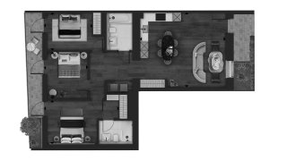 Apartment floor plan, 3 bedrooms in Fifty Brook Green No. 11011