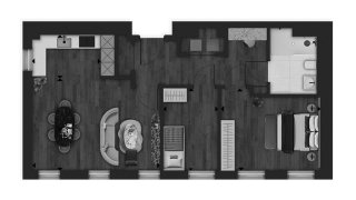 Apartment floor plan, 2 bedrooms in Fifty Brook Green No. 11008